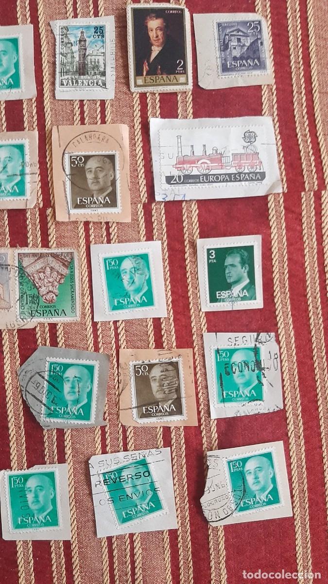 Sellos: (ESPA&Ntilde;A) LOTE DE SELLOS CON PAPEL EN USADO - Foto 9
