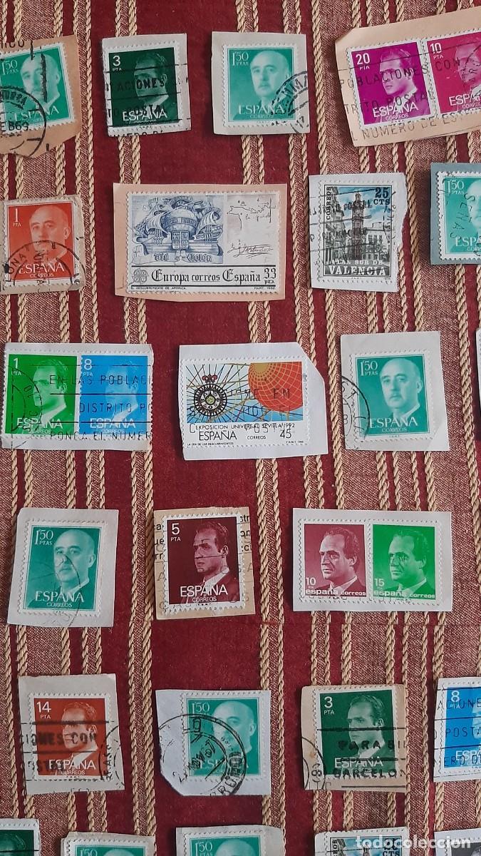 Sellos: (ESPA&Ntilde;A) LOTE DE SELLOS CON PAPEL EN USADO - Foto 4