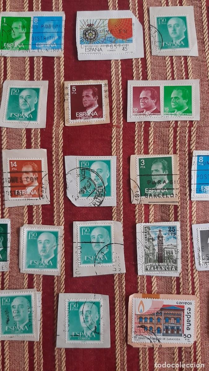 Sellos: (ESPA&Ntilde;A) LOTE DE SELLOS CON PAPEL EN USADO - Foto 5