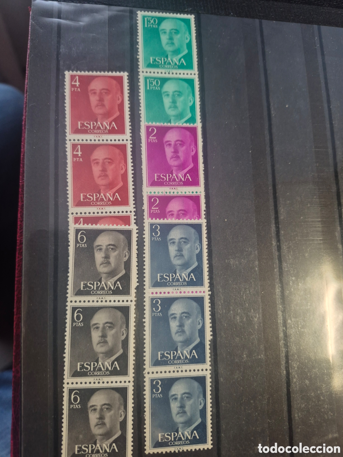 Sellos: Serie tr&iacute;pticos de franco completa n&uacute;mero control al dorso - Foto 1