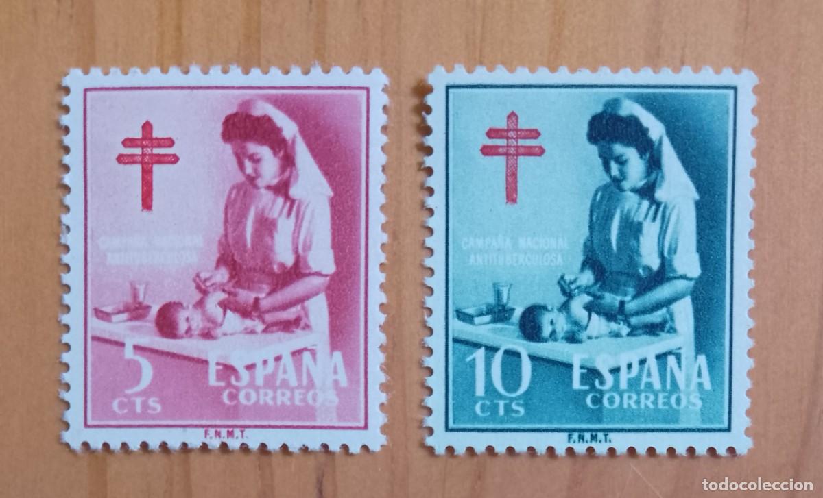 Sellos: A&Ntilde;O 1953 - PRO TUBERCULOSOS - EDIFIL 1121 Y 1122 - Foto 1