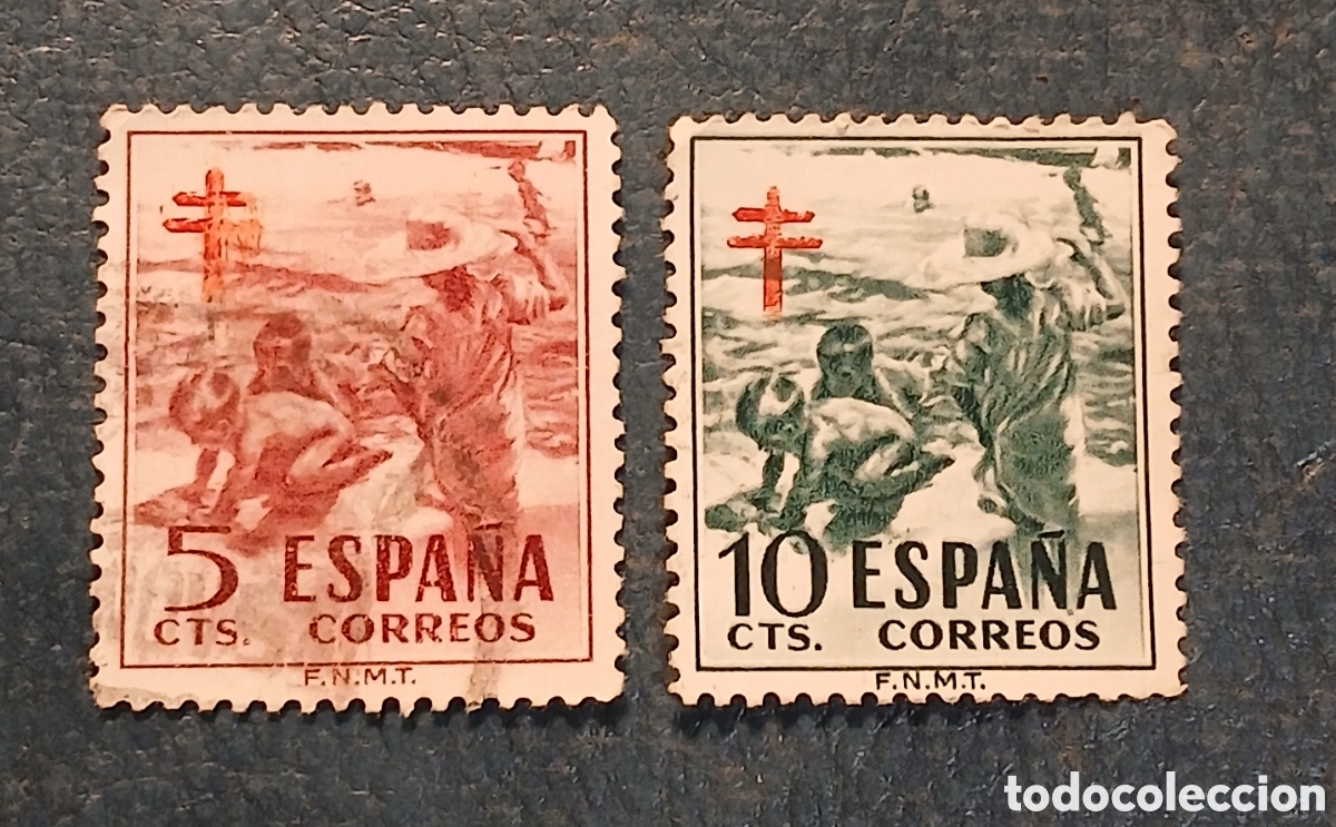 Sellos: 2 sellos Espa&ntilde;a 1951 Pro Tuberculosos - Foto 1