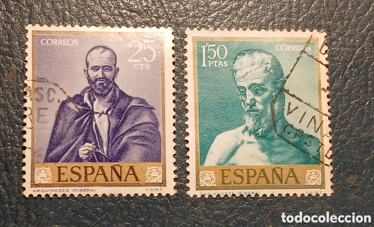 Sellos: 2 sellos Espa&ntilde;a 1963. Jos&eacute; de Ribera &rdquo;El Espa&ntilde;oleto&rdquo; - Foto 1