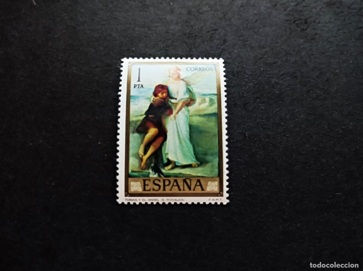 Stamps: Sello nuevo. Eduardo Rosales y Martin. Tob&iacute;as y el &Aacute;ngel. 29 de septiembre de 1974. Edifil 2203.