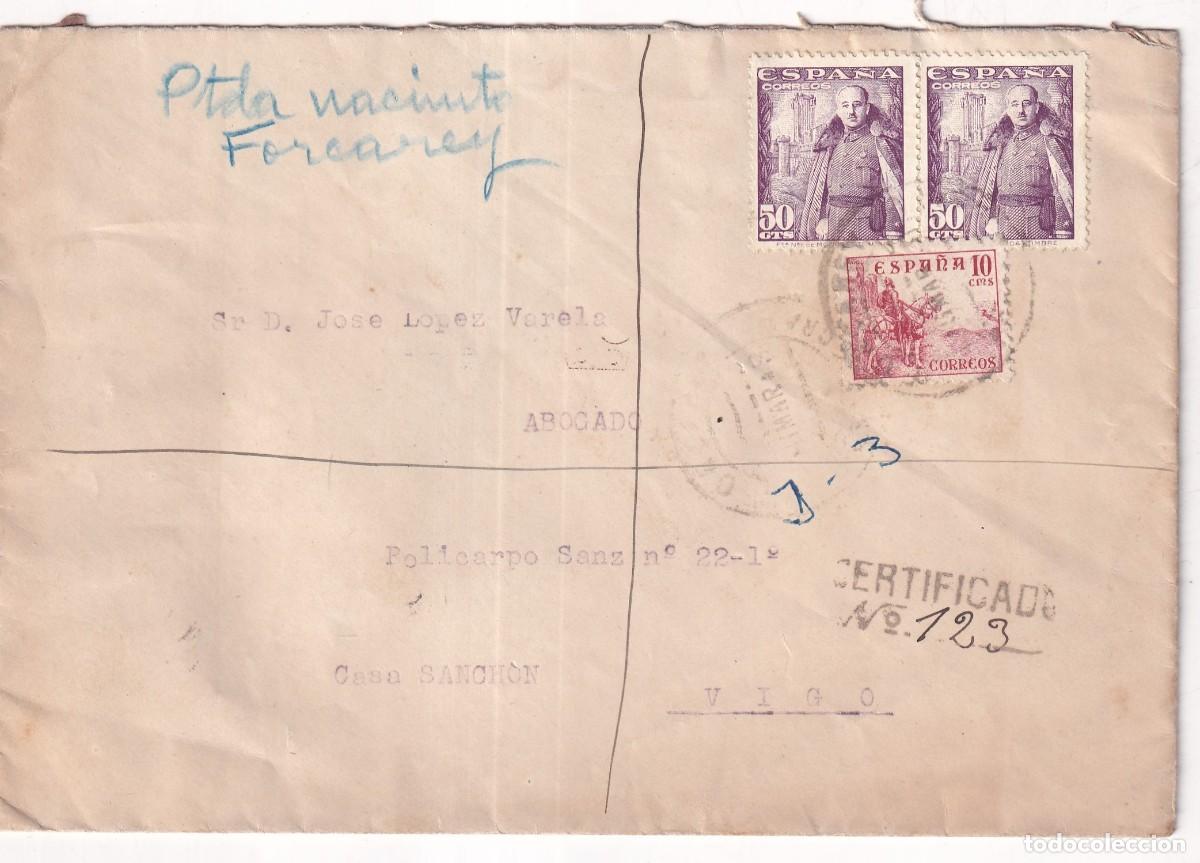 Sellos: Sobre circulado, certificado. Arbo Pontevedra.