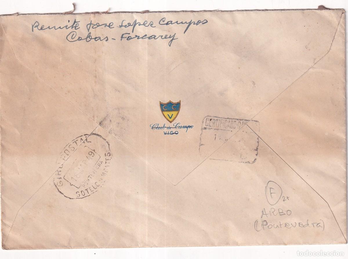 Sellos: Sobre circulado, certificado. Arbo Pontevedra. - Foto 2
