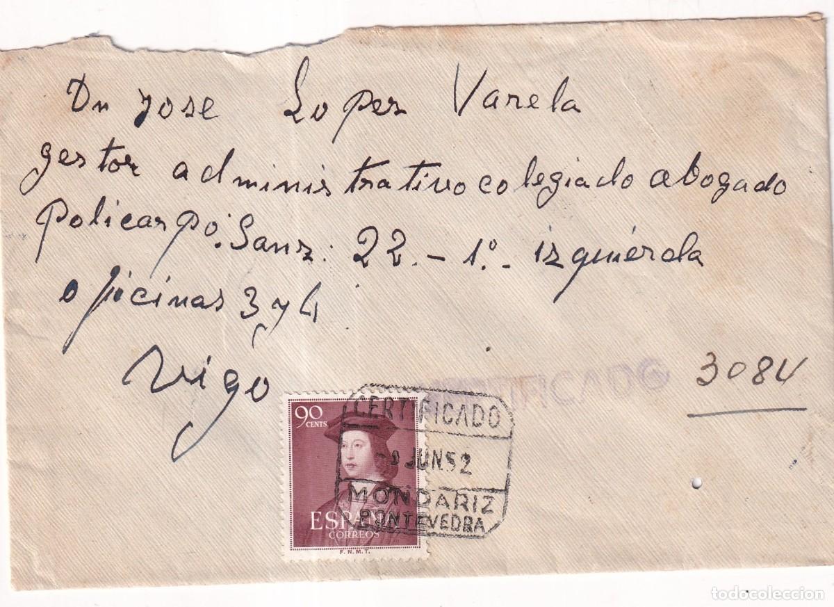 Sellos: Sobre certificado. Vigo 1952 - Foto 1