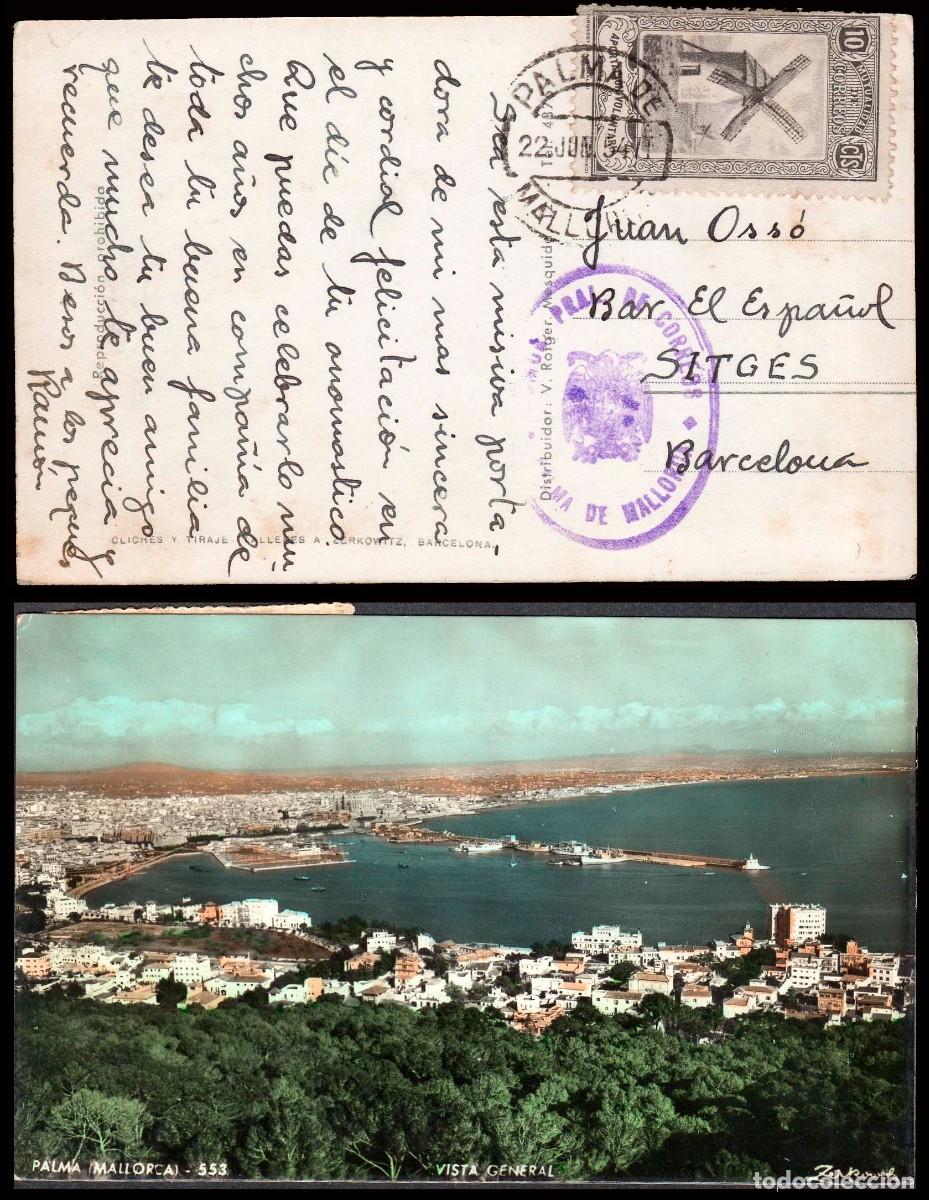 Sellos: Baleares - o TP Mutualidad Correos - Postal con franquicia &rdquo;Adm&oacute;n. Pral. Correos&rdquo; + Mat &rdquo;Palma...&rdquo;