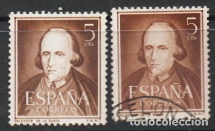 Sellos: EDIFIL N&ordm; 1073, TIRSO DE MOLINA, USADO VARIEDAD DE COLOR, CARA BLANCA Y OSCURA, SE ENVIAN LOS DOS