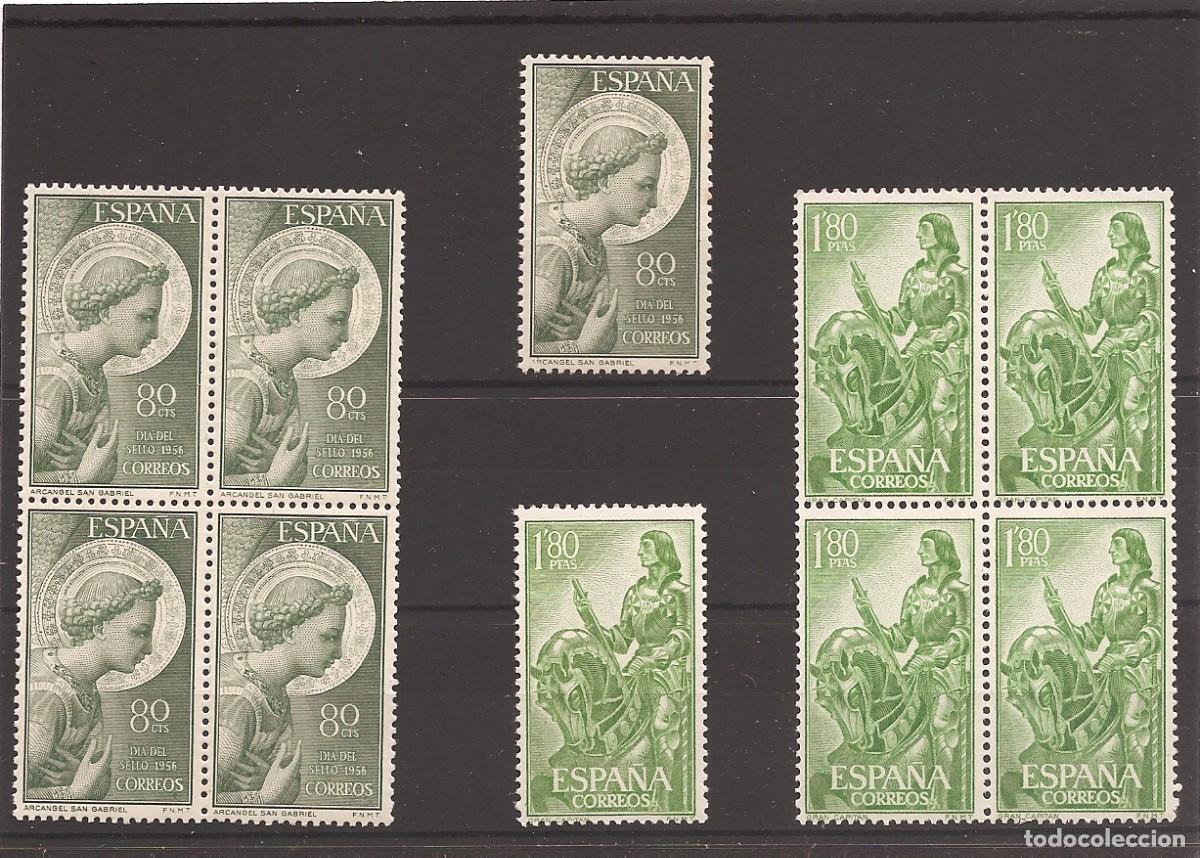 Timbres: Sellos de Espa&ntilde;a A&ntilde;o 1956 San Gabriel y Gran Capit&aacute;n 5 sellos de cada uno N&ordm; Edifil 1195 y 1209