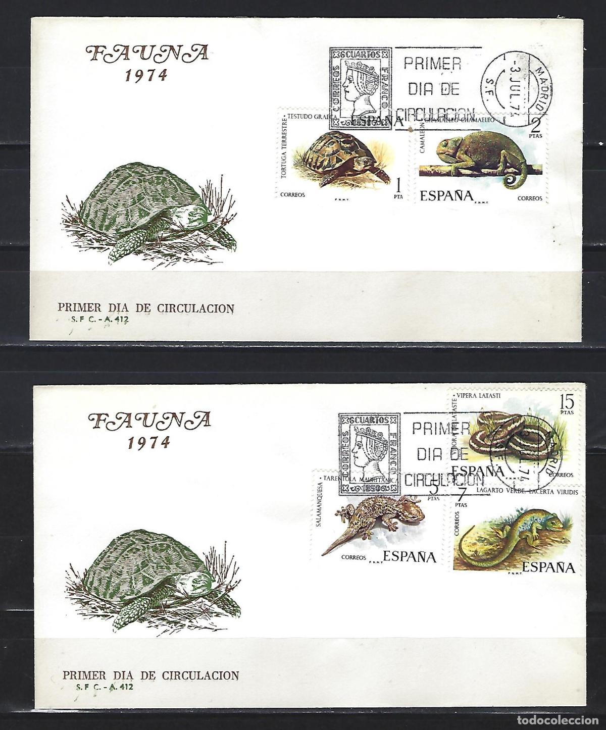 Sellos: SPD SOBRE PRIMER DIA FAUNA 1974 2192/96 SFC OFICIAL SERVICIO FILATELICO