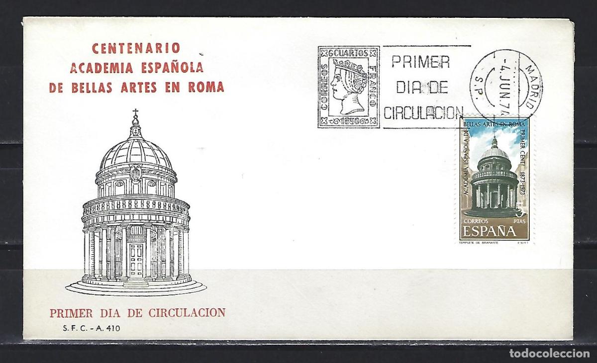 Sellos: SPD SOBRE PRIMER DIA ACADEMIA BELLAS ARTES ROMA 2183 SFC OFICIAL SERVICIO FILATELICO