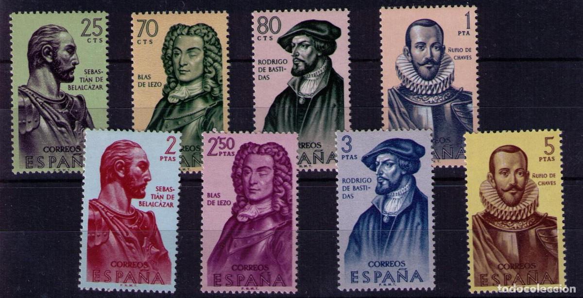 Sellos: Sellos de Espa&ntilde;a A&ntilde;o 1961 Forjadores de Am&eacute;rica Sellos nuevos** N&ordm; Edifil 1374/81