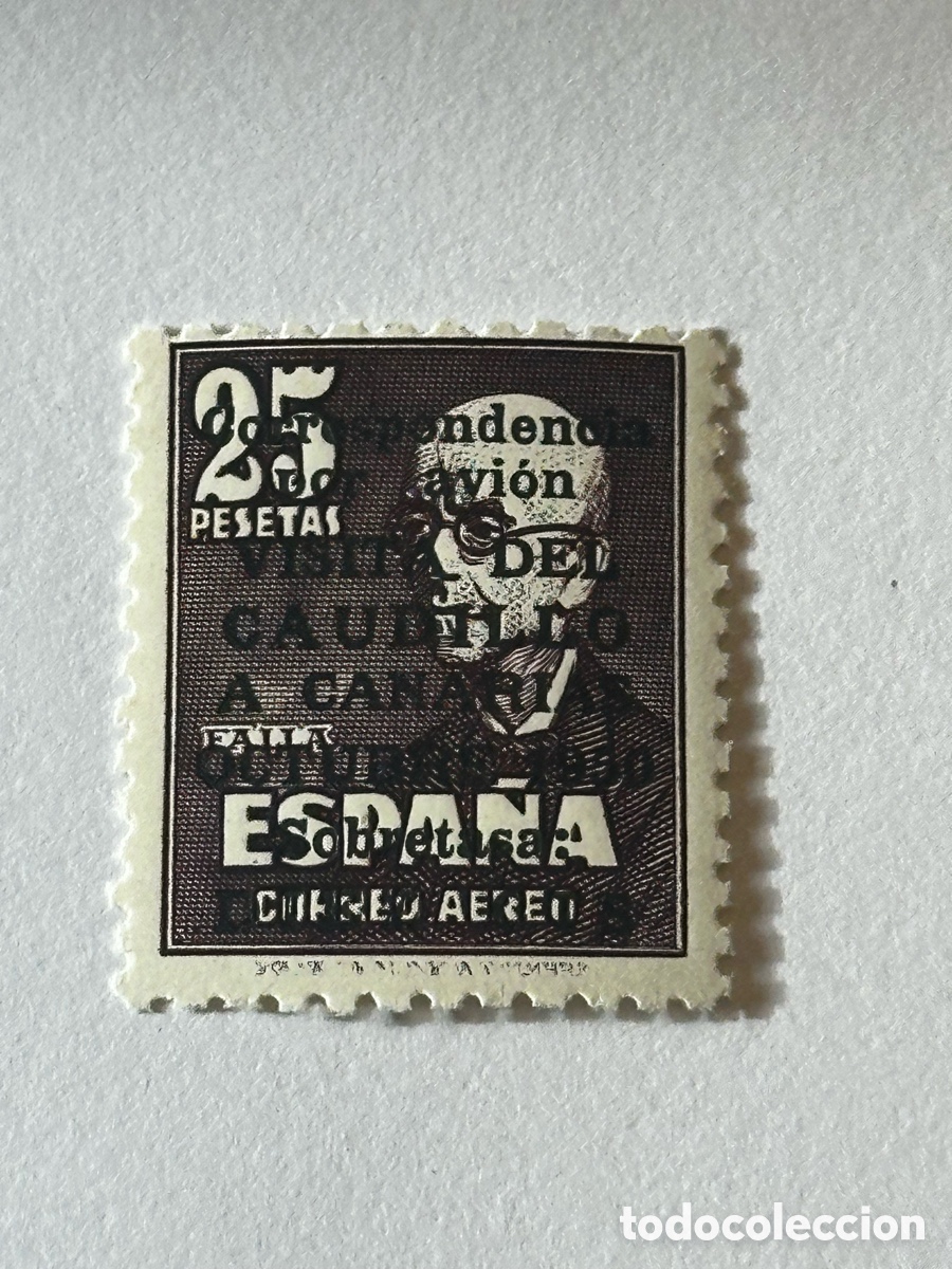 Sellos: EDIFIL 1090 ESPA&Ntilde;A 1951 CERTIFICADO CEM. Visita Caudillo a Canarias