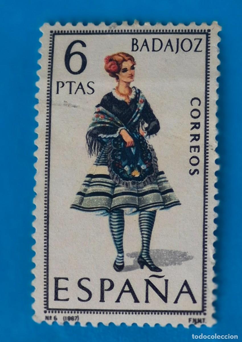 Sellos: TRAJES REGIONALES&ndash; BADAJOZ n&ordm; 6 - 6 pta.-ESPA&Ntilde;A 1967-EDIFIL 1772 usado