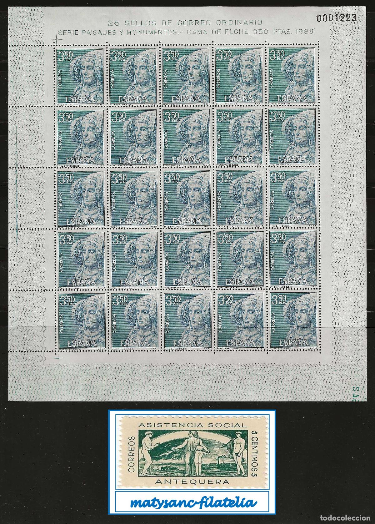 Sellos: ESPA&Ntilde;A 1969. EDIFIL 1937 EN PLIEGO DE 25. &rdquo;LA DAMA DE ELCHE. ALICANTE&rdquo;. MNH***