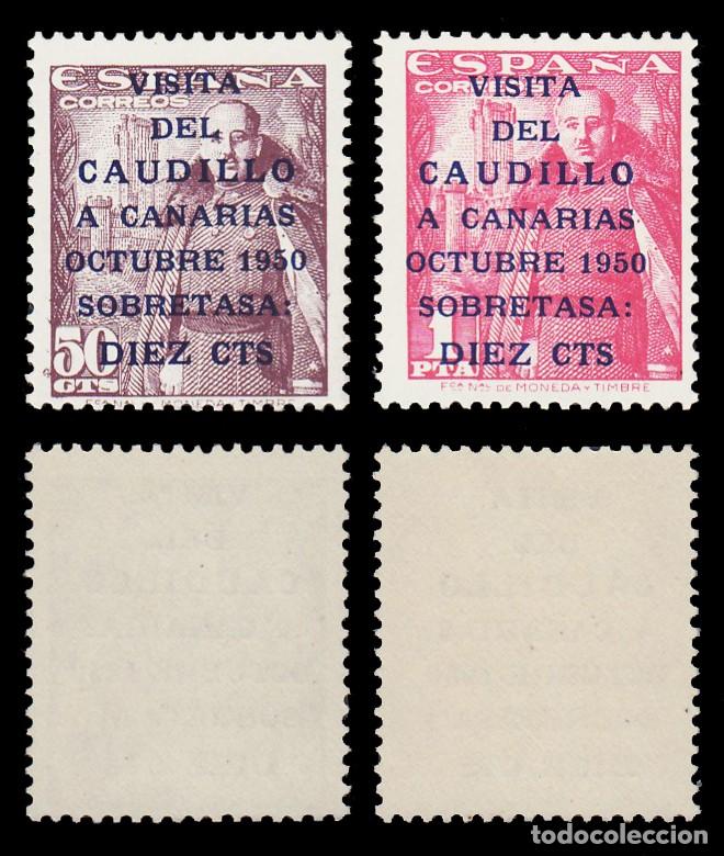 Sellos: Visita Caudillo a Canarias terrestre PRIMERA TIRADA Edifil 1083A - 1083B LUJO