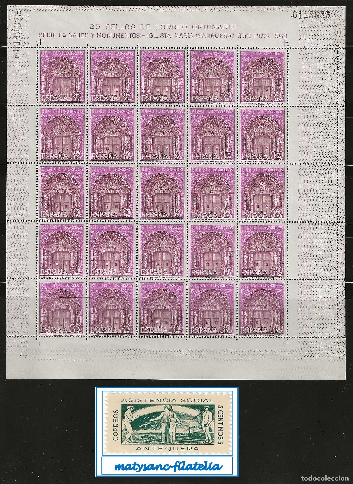 Sellos: ESPA&Ntilde;A 1968. EDIFIL 1879. PLIEGO DE 25 &rdquo;IGLESIA DE SANTA MAR&Iacute;A. SIG&Uuml;ENZA&rdquo; MNH***