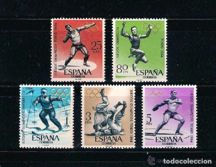 Sellos: SERIE SELLOS ESPA&Ntilde;A A&Ntilde;O 1964 JUEGOS OLIMPICOS USADOS EDIFIL N&ordm; 1617-21