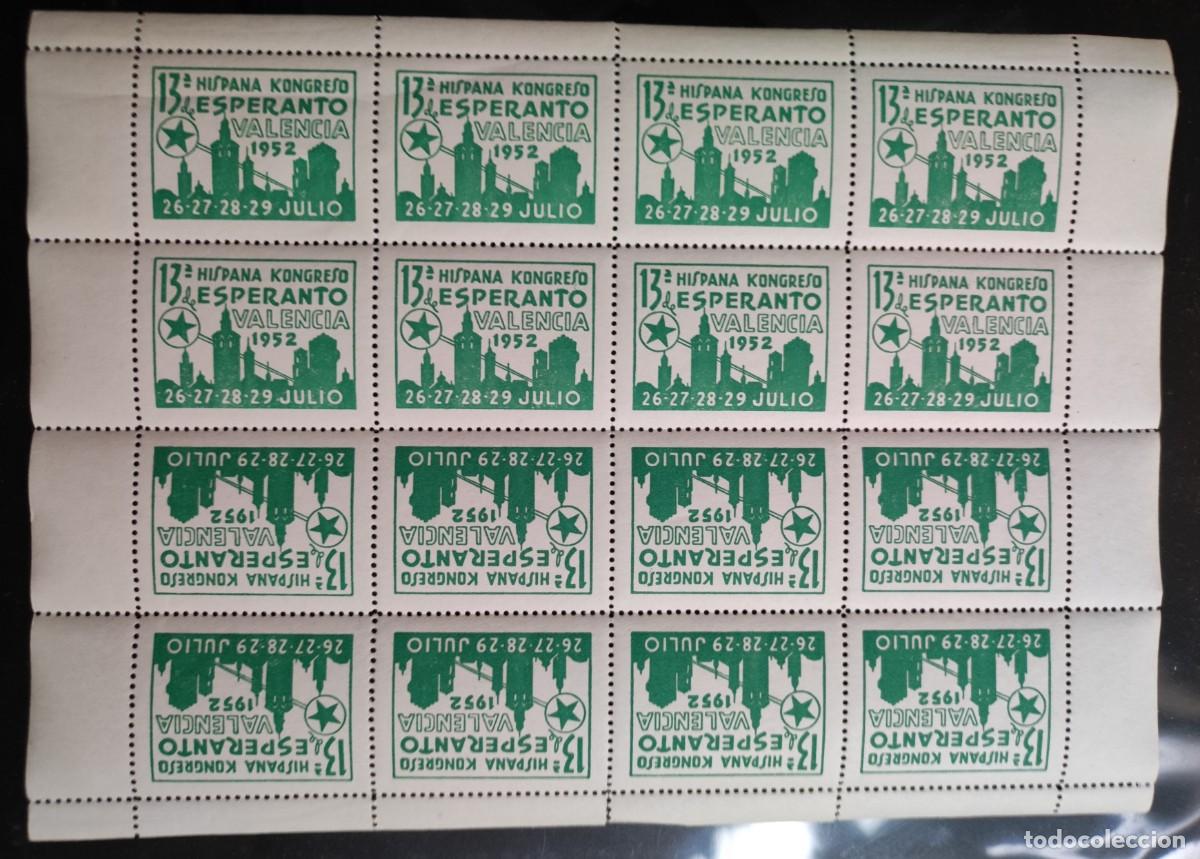 Sellos: ESPA&Ntilde;A. VALENCIA 1952. CONGRESO DE ESPERANTO. MINIPLIEGO NUEVO. FOTO. 813