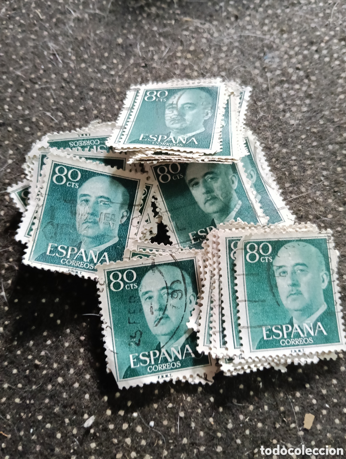 Sellos: Lote de m&aacute;s de 60 Sellos Espa&ntilde;a 1955 - General Franco 80 Cts