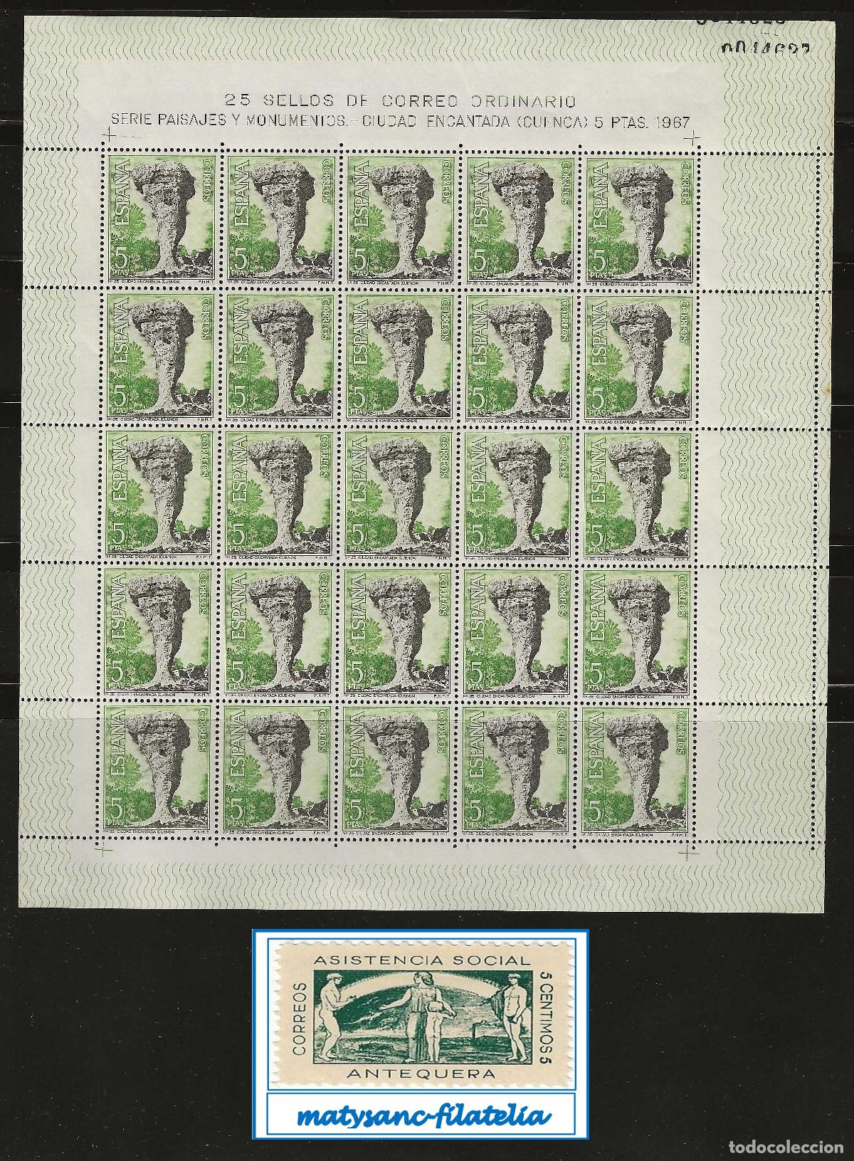 Sellos: ESPA&Ntilde;A 1967. EDIFIL 1807. PLIEGO DE 25 &rdquo;CIUDAD ENCANTADA DE CUENCA&rdquo;. MNH***