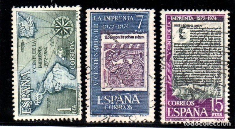 Sellos: SERIE SELLOS ESPA&Ntilde;A A&Ntilde;O 1973 IMPRENTA USADOS EDIFIL N&ordm; 2164-66