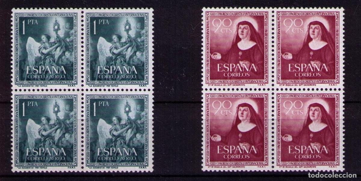 Sellos: Sellos de Espa&ntilde;a A&ntilde;o 1952 Congreso Eucar&iacute;stico Barcelona Sellos nuevos** en bloque 4N&ordm; Edifil 1116/7