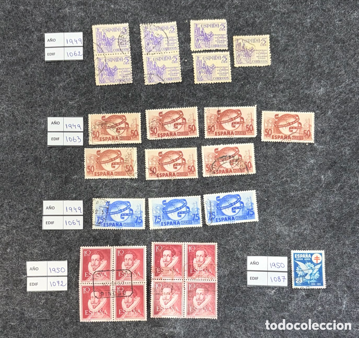Sellos: Lote sellos Espa&ntilde;a 1949-1950 Edifil 1062-1087 UPU A&eacute;reo Lope de Vega bloque