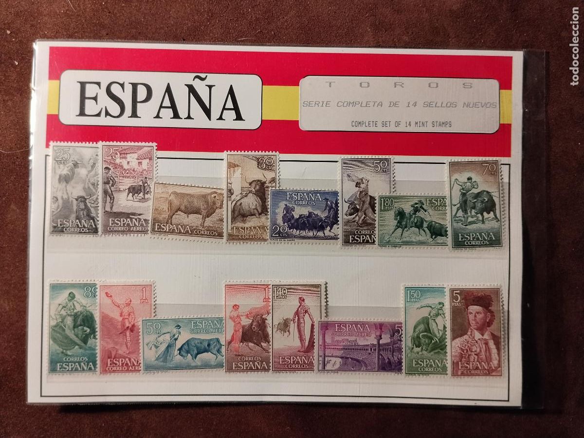 Sellos: Serie completa de 14 sellos nuevos (MNH) de Espa&ntilde;a dedicados a la Tauromaquia. Estado impecable