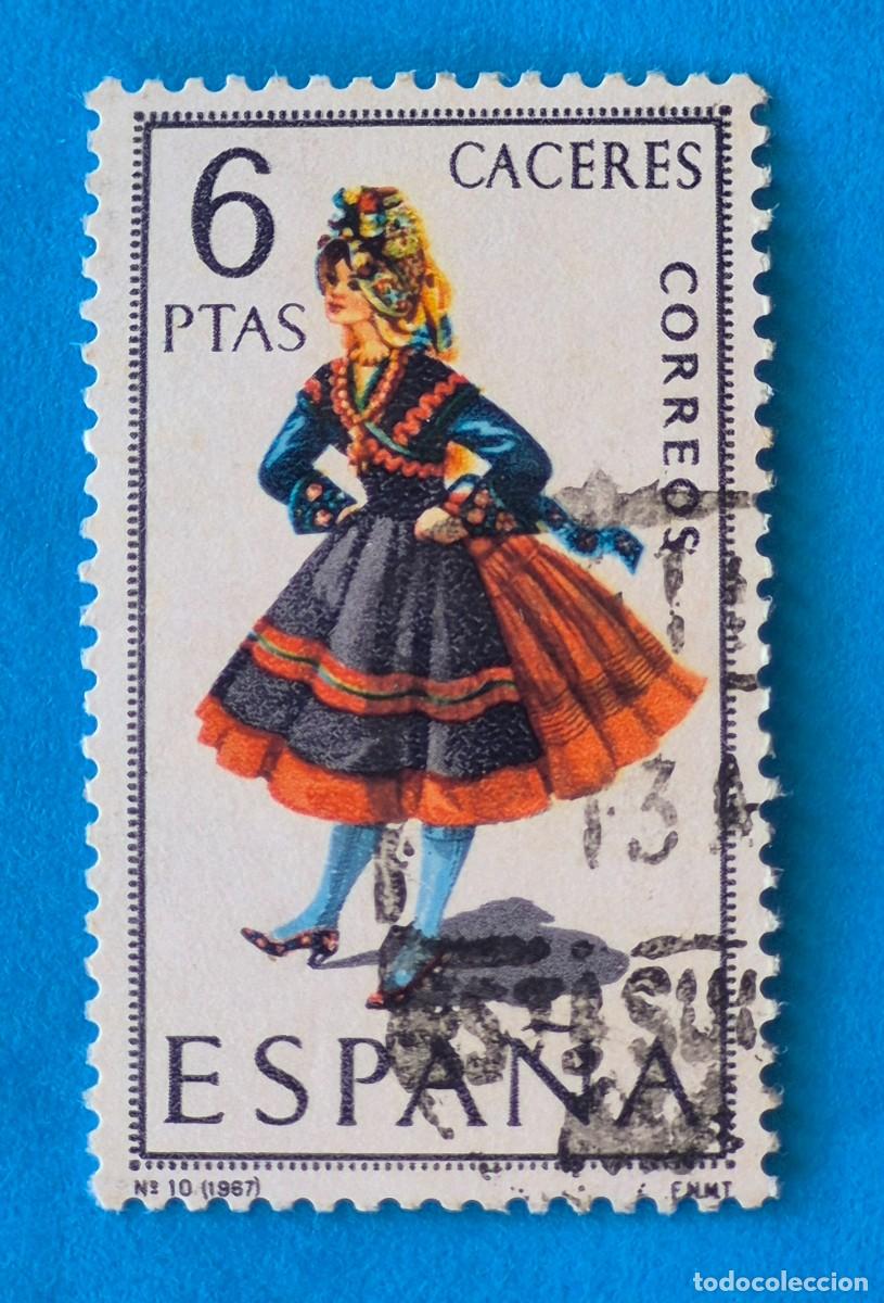 Sellos: TRAJES REGIONALES&ndash; C&Aacute;CERES n&ordm; 10 - 6 pta.-ESPA&Ntilde;A 1967-EDIFIL 1776 usado