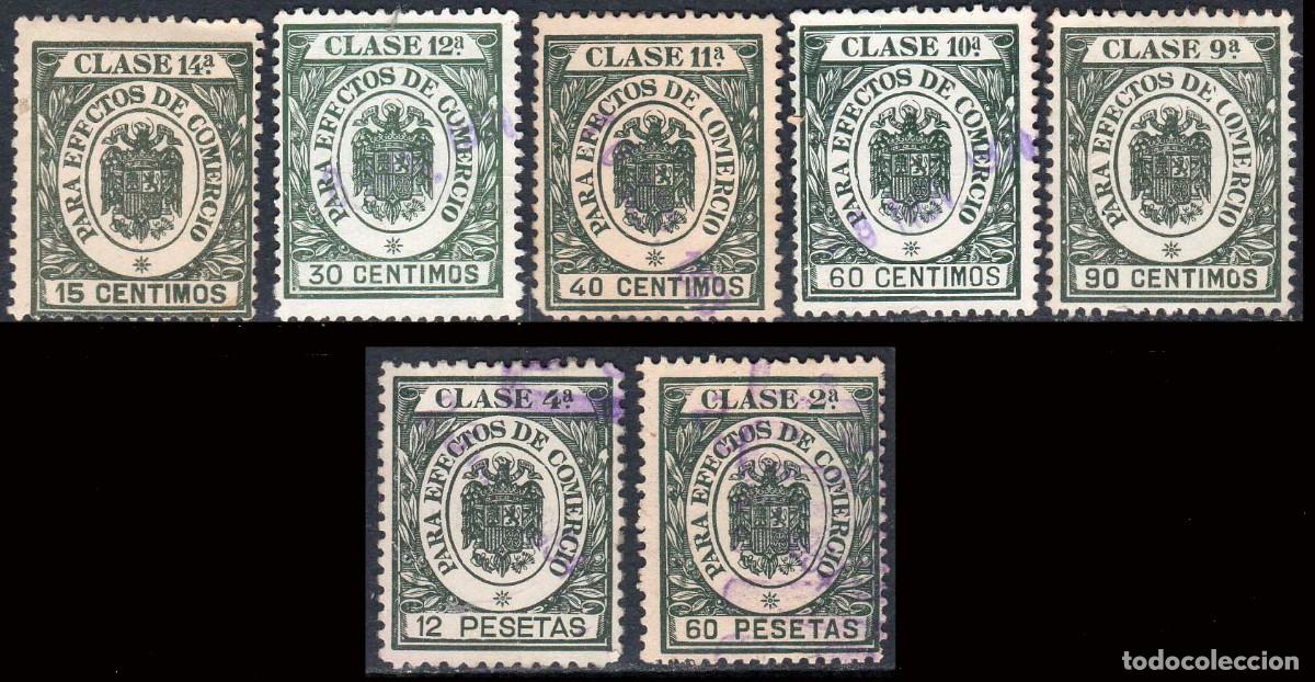 Sellos: Espa&ntilde;a - Fiscales -Timbres Efectos Comercio - Alemany o 204+206+207+209+213+214+216 - 1954