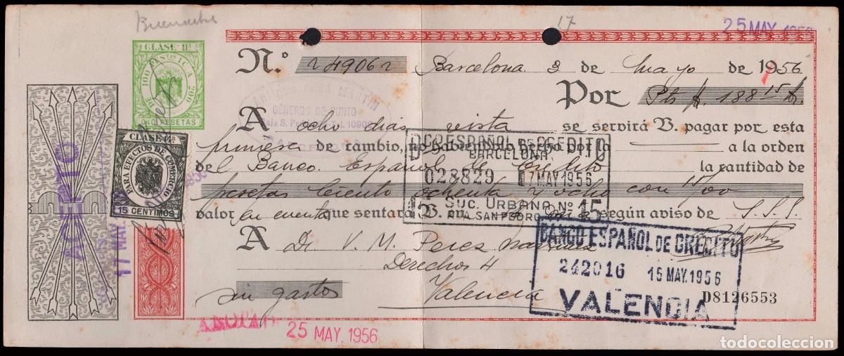 Sellos: Espa&ntilde;a - Fiscales -Timbres Efectos Comercio - Alemany o 204 - 1956 - Sobre letra