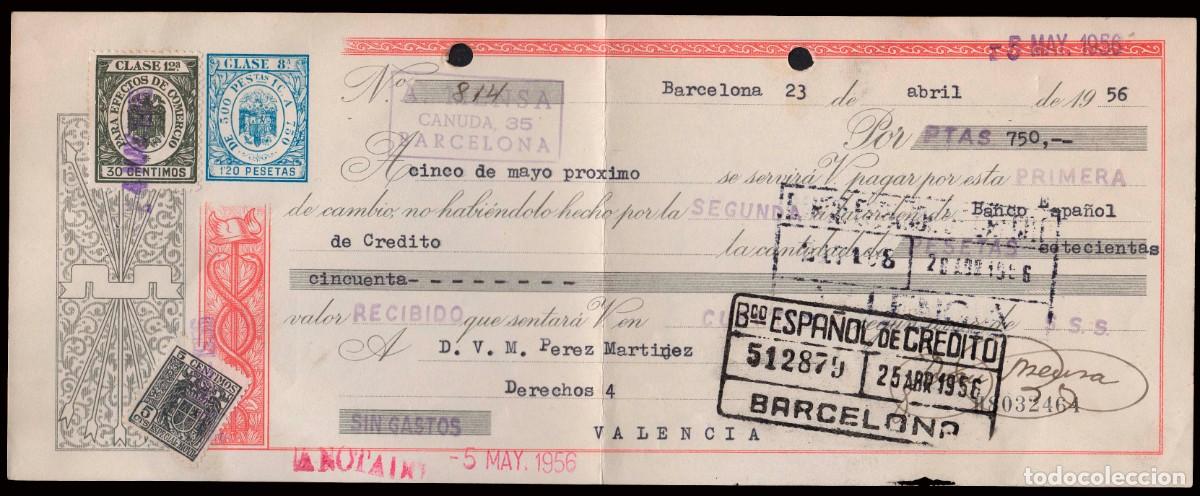 Sellos: Espa&ntilde;a - Fiscales -Timbres Efectos Comercio - Alemany o 206 - 1956 - Sobre letra