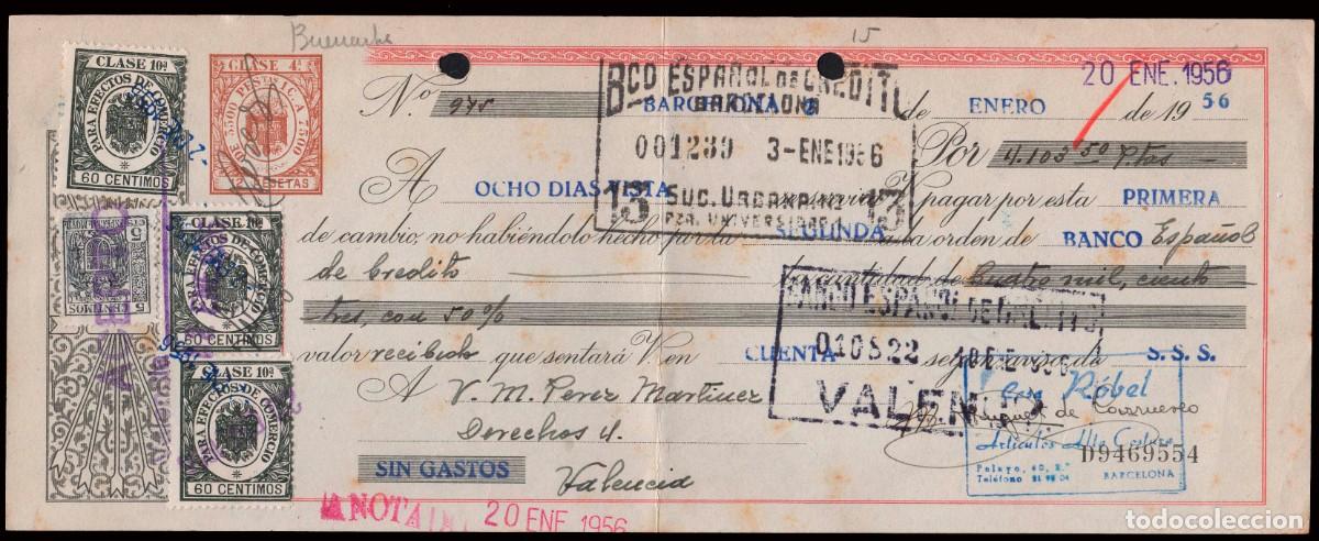 Sellos: Espa&ntilde;a - Fiscales -Timbres Efectos Comercio - Alemany o 208(3) - 1956 - Sobre letra