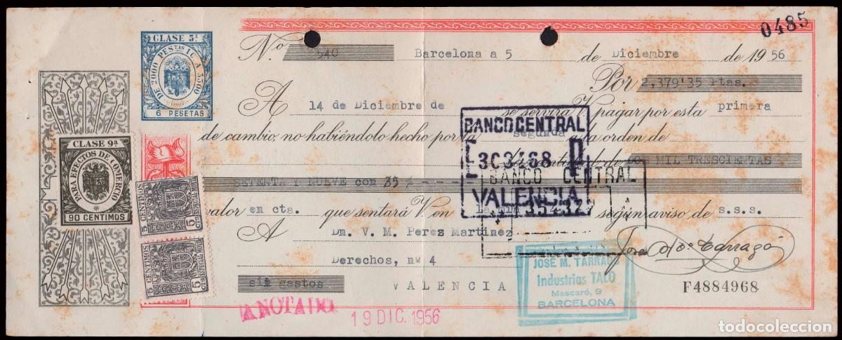 Sellos: Espa&ntilde;a - Fiscales -Timbres Efectos Comercio - Alemany o 209 - 1956 - Sobre letra