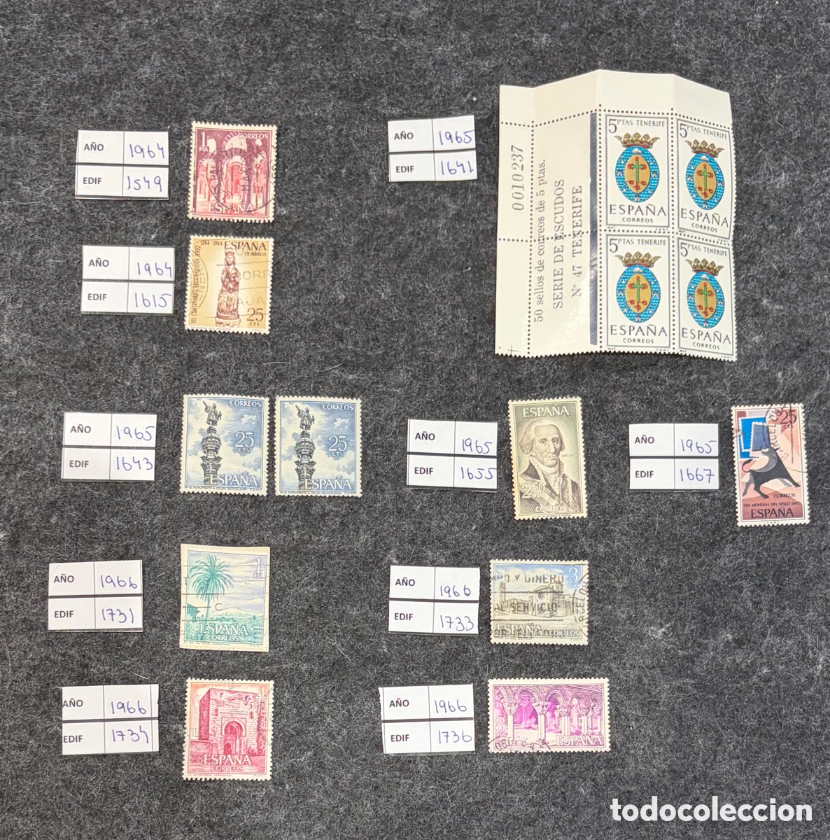 Sellos: Lote sellos Espa&ntilde;a 1964-1966 + bloque Tenerife Edifil 1641 1736 etc