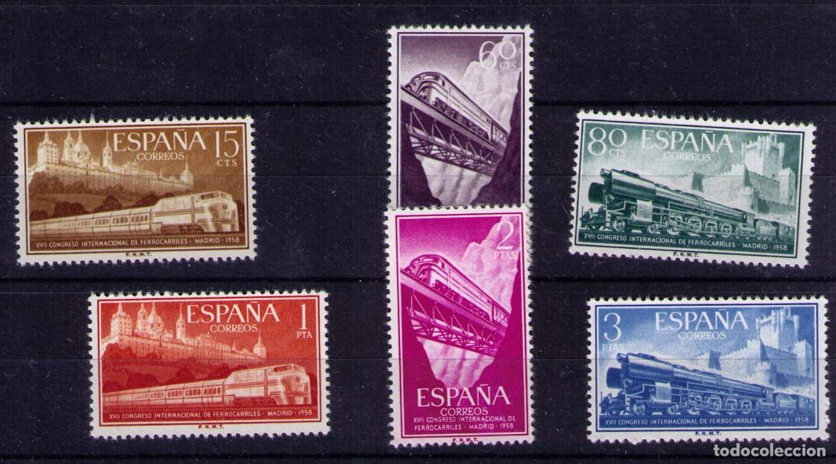Sellos: Sellos de Espa&ntilde;a A&ntilde;o 1958 Congreso Ferrocarriles Sellos nuevos** N&ordm; Edifil 1232/37