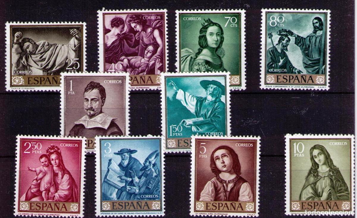 Sellos: Sellos de Espa&ntilde;a A&ntilde;o 1962 Pintor Zurbar&aacute;n Sellos nuevos** N&ordm; Edifil 1418/27