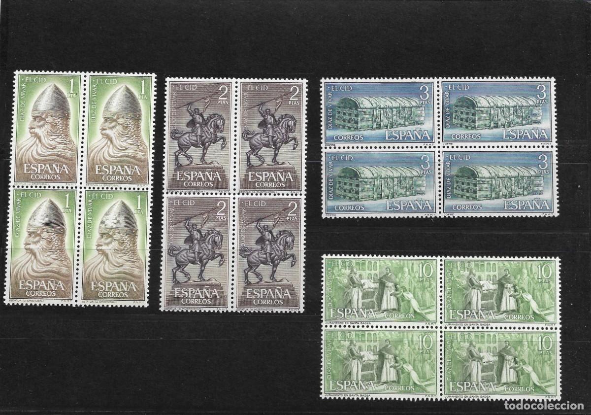 Sellos: Sellos de Espa&ntilde;a A&ntilde;o 1962 El Cid Sellos nuevos** en bloque de 4 N&ordm; Edifil 1444/47
