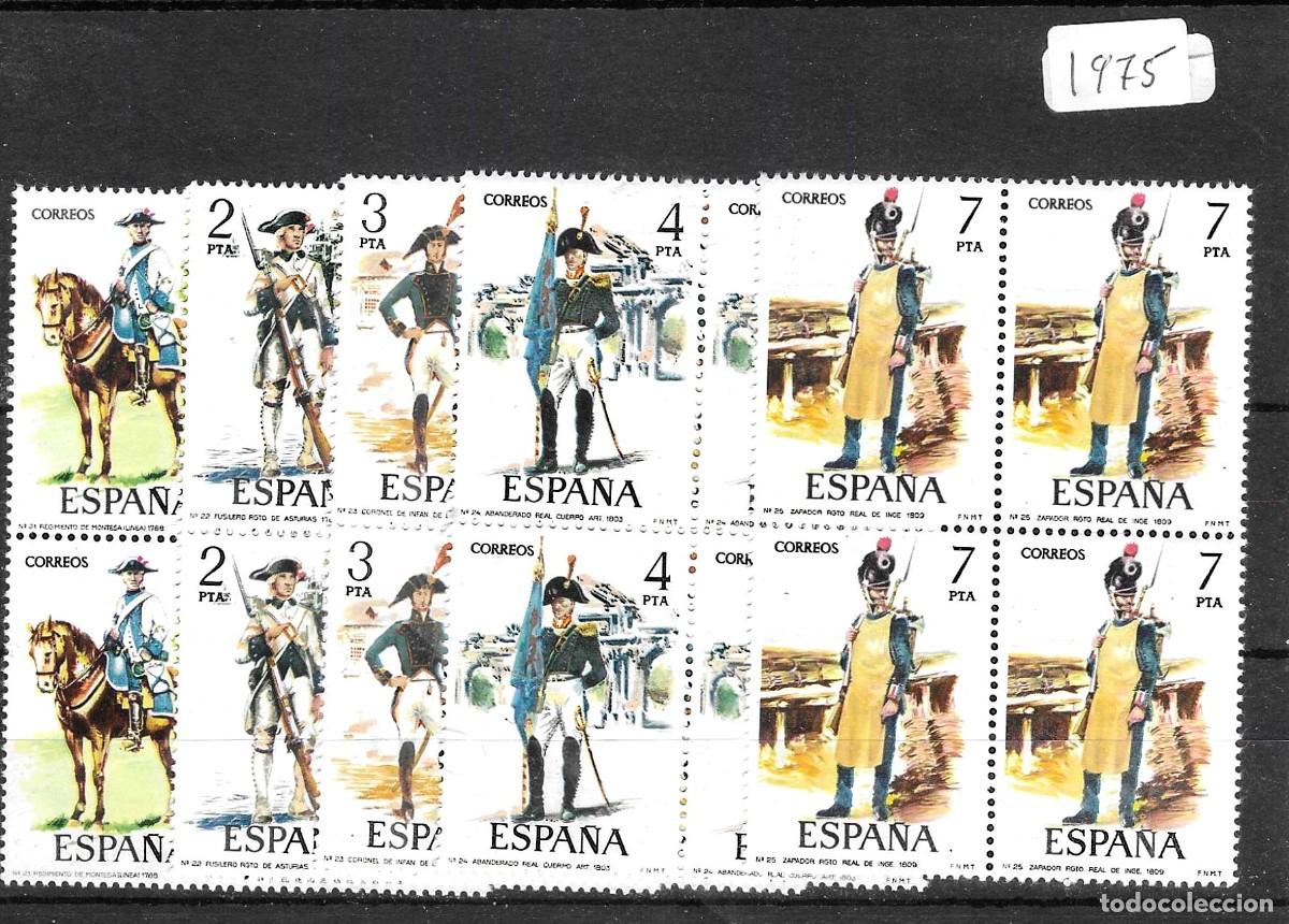 Sellos: Sellos de Espa&ntilde;a A&ntilde;o 1975 Uniformes Militares Sellos nuevos** en bloque de 4 N&ordm; Edifil 2277/81