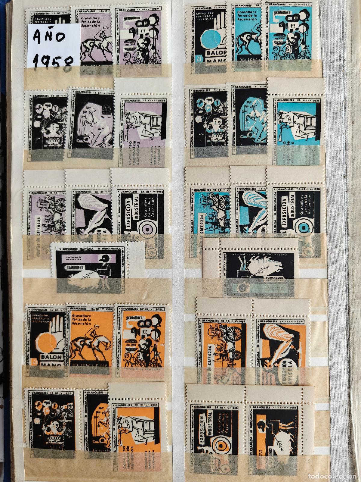 Sellos: Espa&ntilde;a lote Sellos Exposici&oacute;n Filatelica Granollers Vi&ntilde;etas a&ntilde;o 1958 sellos nuevos
