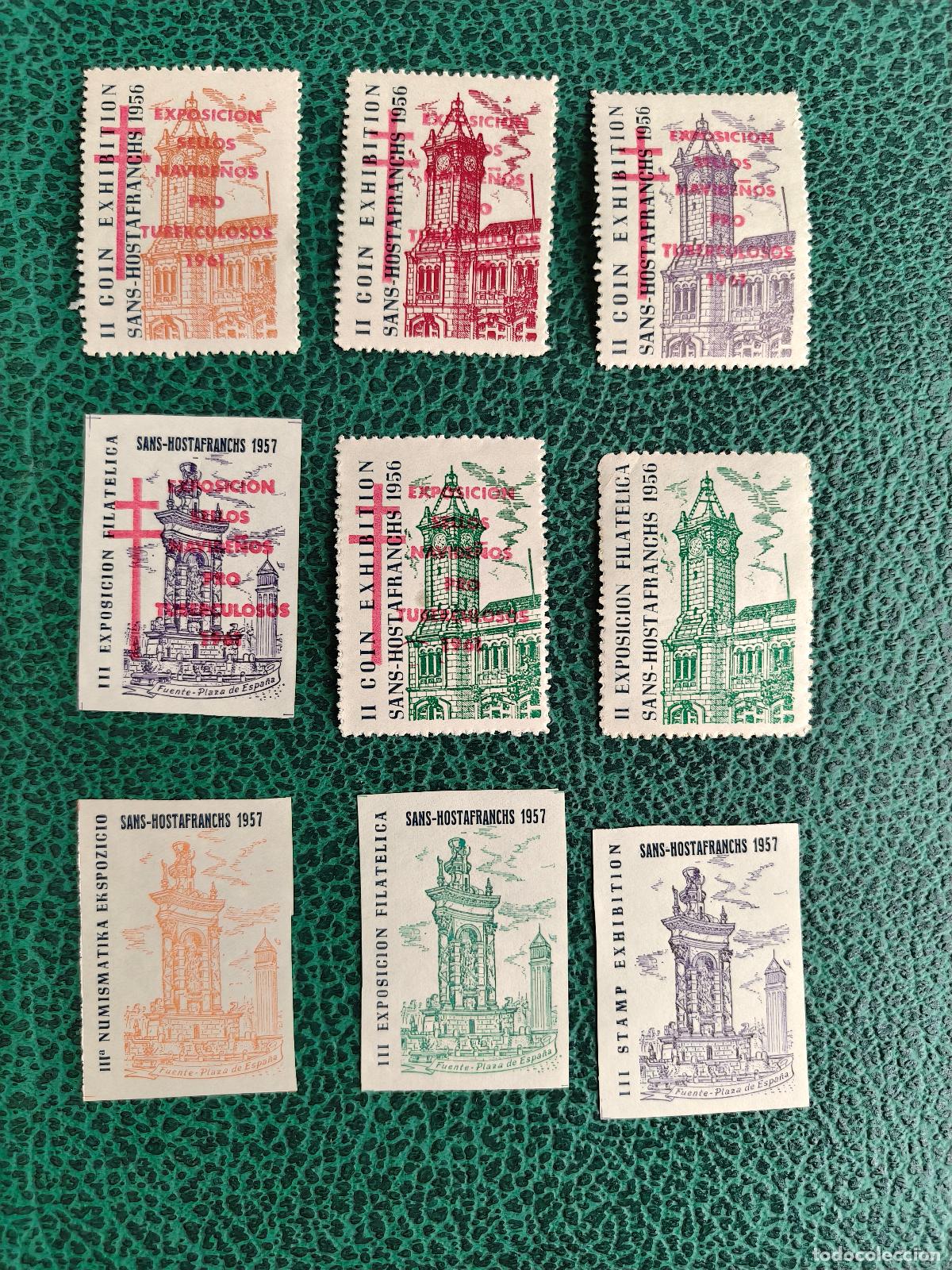 Sellos: Espa&ntilde;a lote Sellos Exposicion filatelica Sants Barcelona Vi&ntilde;etas a&ntilde;o 1957 sellos nuevos
