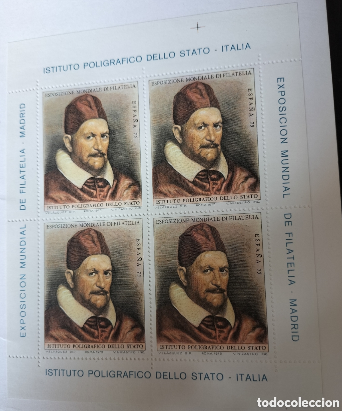 Sellos: Papa Inocencio X Carpeta Exposizione Mundiale Filatelia Madrid 75
