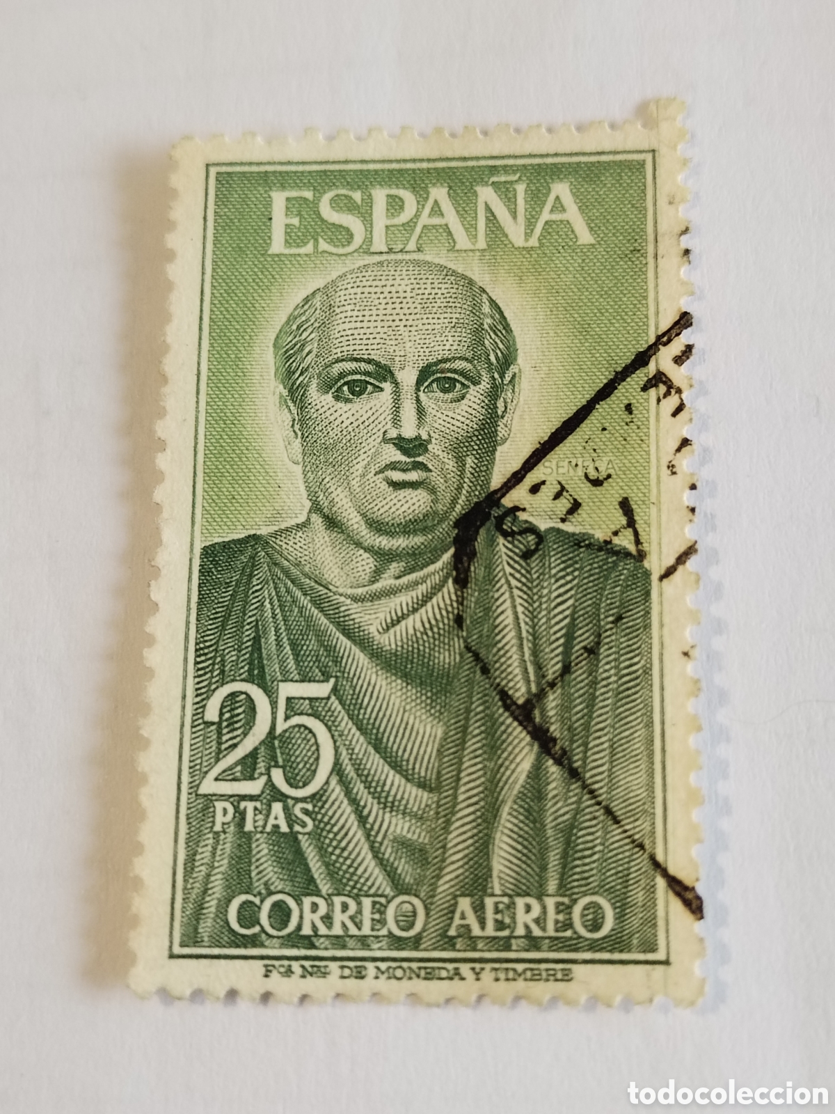 Sellos: Sello 25 Ptas Espa&ntilde;a celebridades Seneca 1966 Correo a&eacute;reo