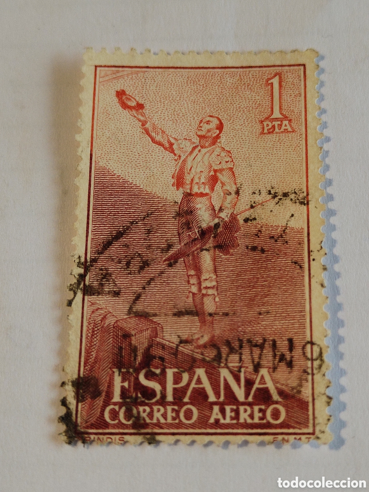 Sellos: Sello Espa&ntilde;a correo a&eacute;reo 1960 Edifil 1268 Toros Brindis
