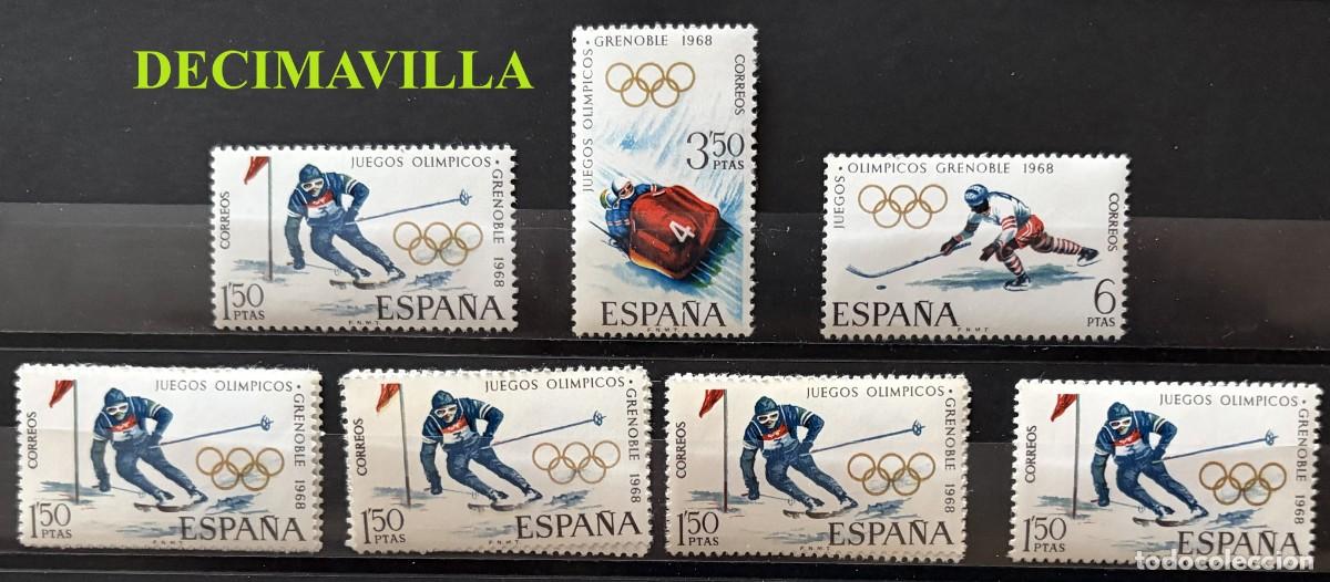 Sellos: ESP258, ESPA&Ntilde;A, SPAIN, A&Ntilde;O 1968, EDIFIL 1851/53, JUEGOS OLIMPICOS GRENOBLE, 5 SERIES