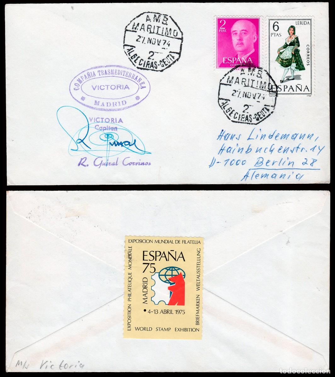 Sellos: Ceuta - Edi o 1158+1901 - Sobre Mat &rdquo;AMB. Mar&iacute;timo 21/11/74 - 2 - Algeciras - Ceuta&rdquo; + marca