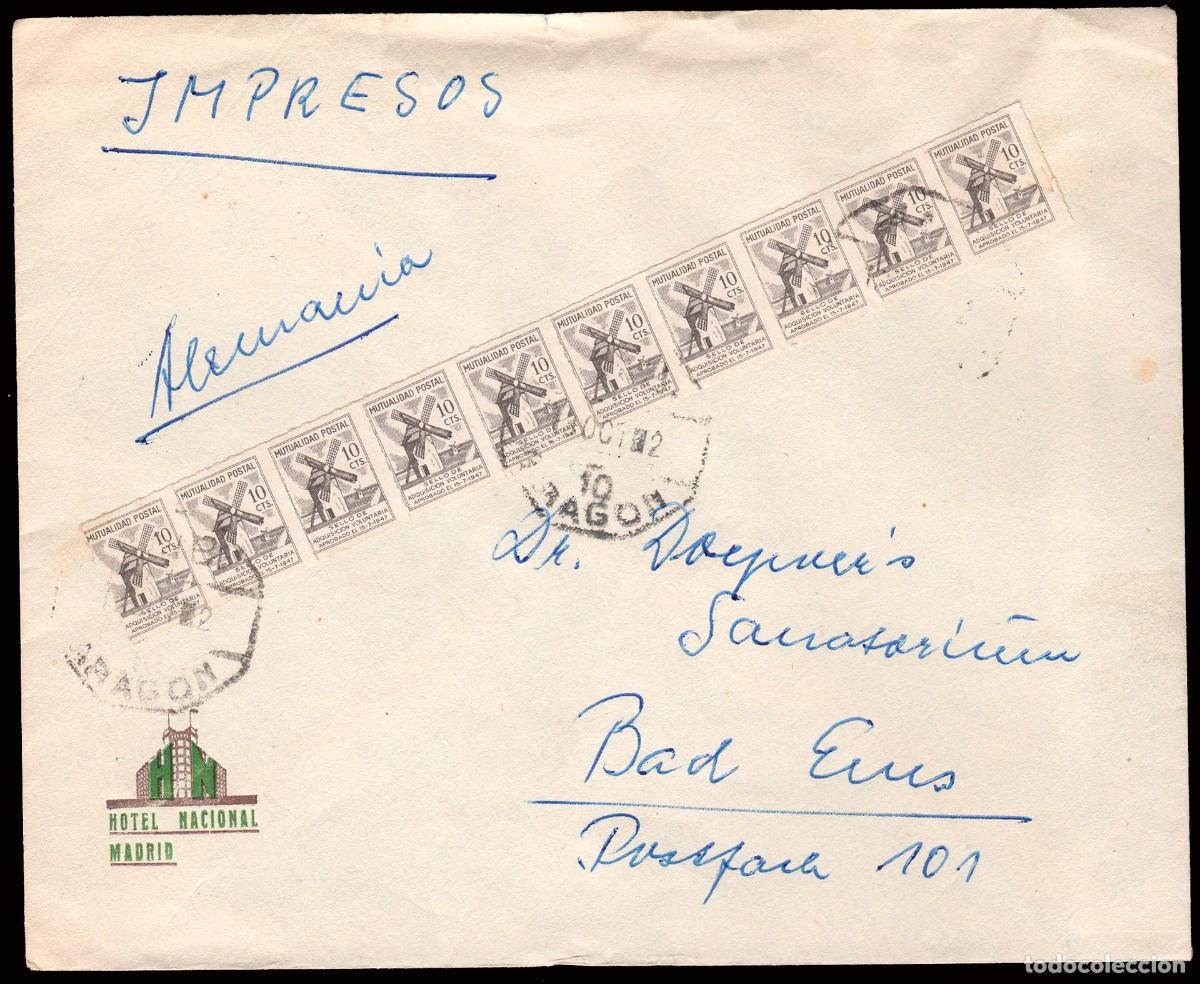 Sellos: Espa&ntilde;a - 10 cts. Mutualidad Postal (10) - Sobre Mat &rdquo;AMB. 10 - Arag&oacute;n&rdquo;