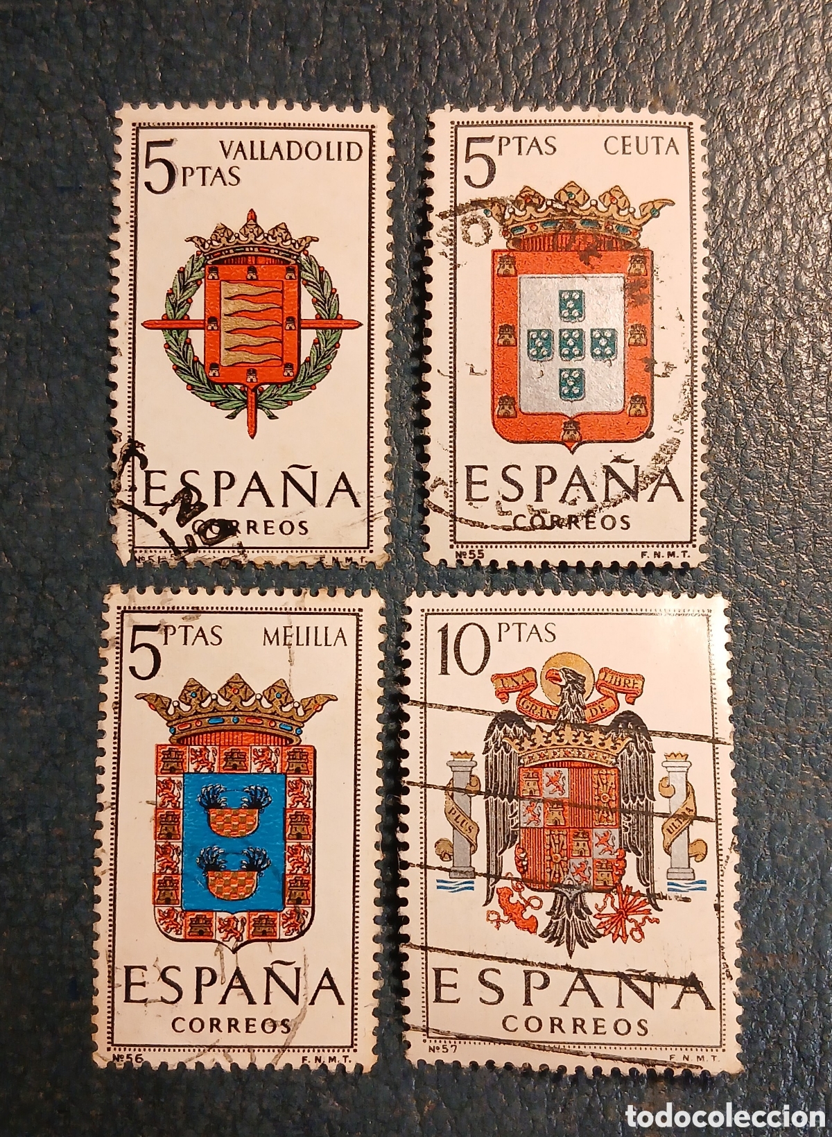 Sellos: 4 sellos Espa&ntilde;a 1966. Escudos capital de provincias